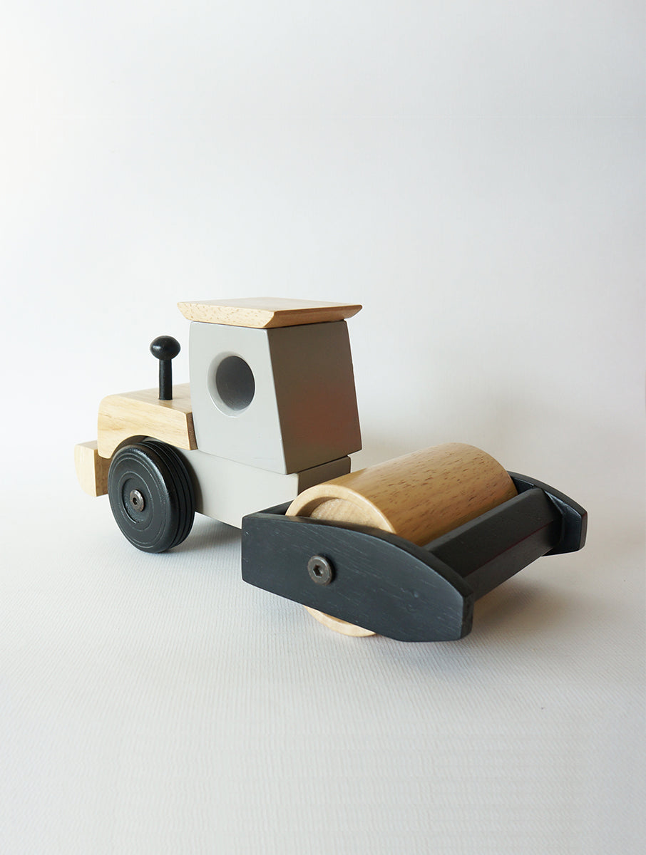 DRAKE - Road roller ( Grey ) I wooden construction toy for open ended & free play I good for gifting I