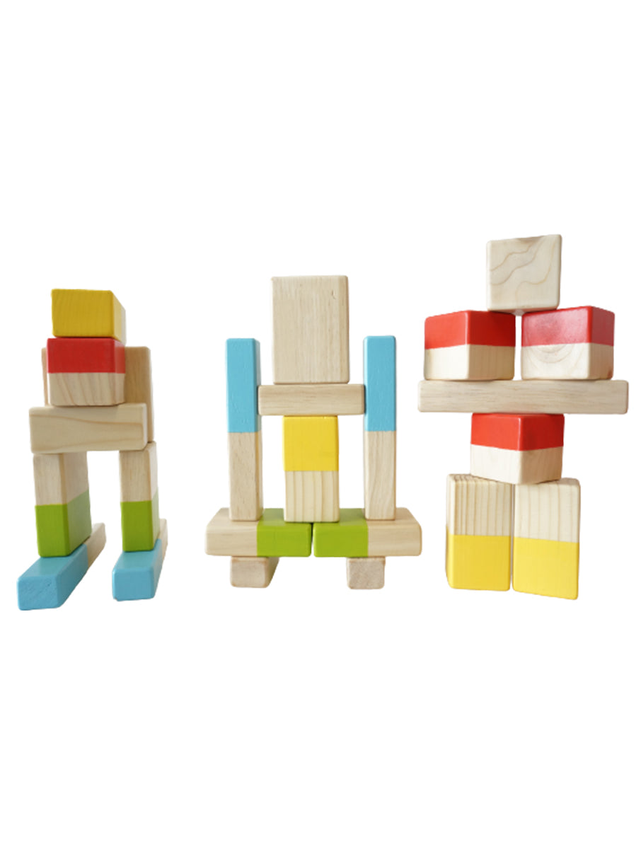 SIMPLE BLOCKS I 25 pc wooden block set I best for open-ended play & spatial learning I Unique wooden toy for 2 years+