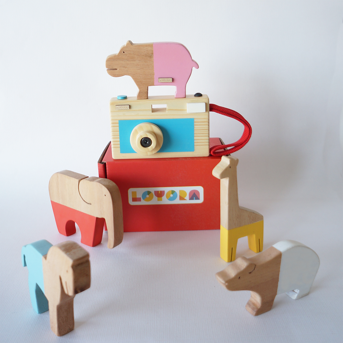 FIRST PHOTOS Bundle - Camera + Animal stacking set I 6 pc wooden play set I best for pretend play & imagination building I 2 years+