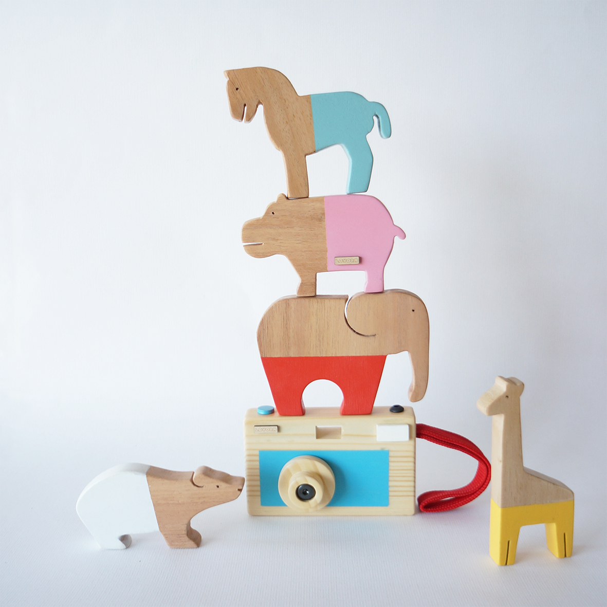 FIRST PHOTOS Bundle - Camera + Animal stacking set I 6 pc wooden play set I best for pretend play & imagination building I 2 years+
