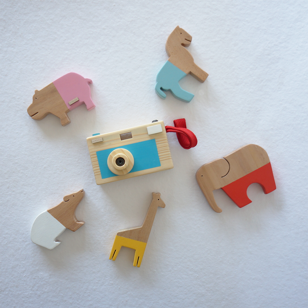 FIRST PHOTOS Bundle - Camera + Animal stacking set I 6 pc wooden play set I best for pretend play & imagination building I 2 years+