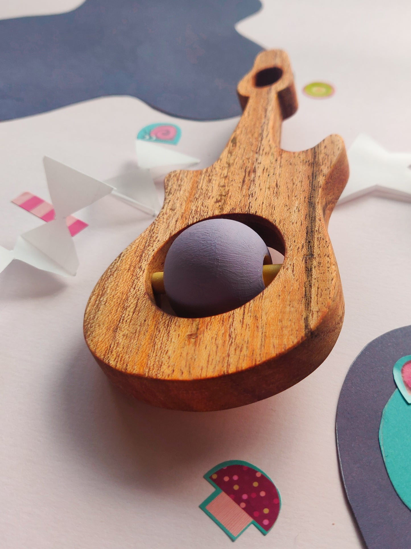 GUITAR WOODEN RATTLE I Neem wood rattle I 100% child safe I best for sensory stimulation & fine motor skills I 6 months+