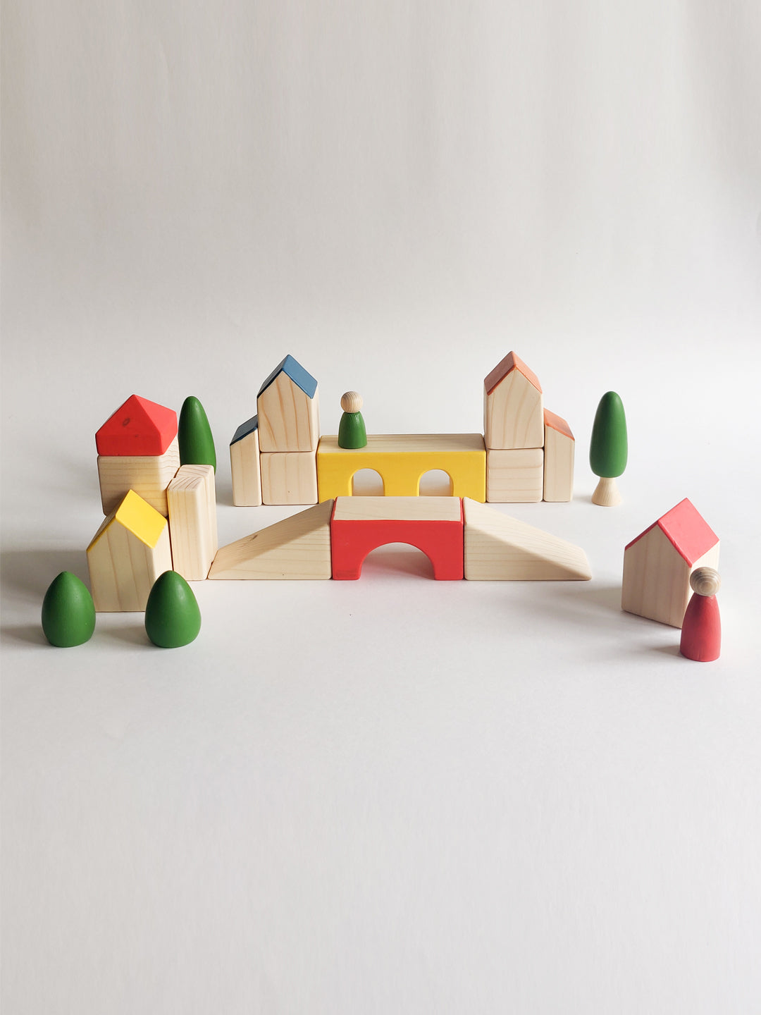 TOWN BLOCKS I 23 pc wooden block set I best for open ended play & educational play I 2 years+