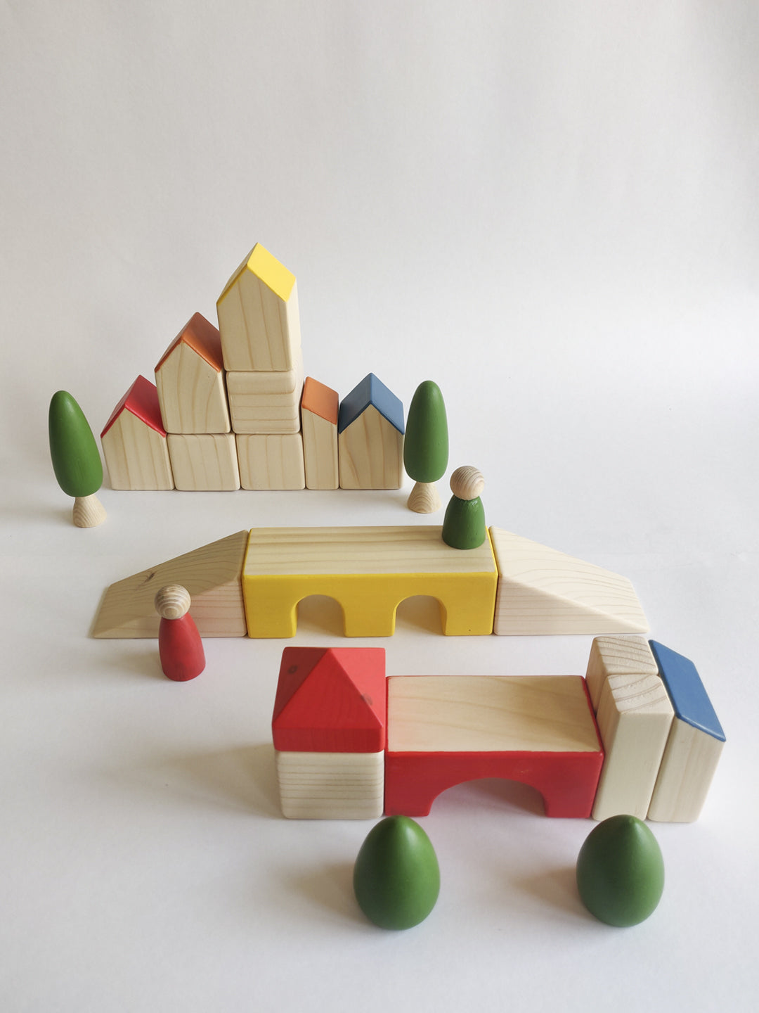 TOWN BLOCKS I 23 pc wooden block set I best for open ended play & educational play I 2 years+