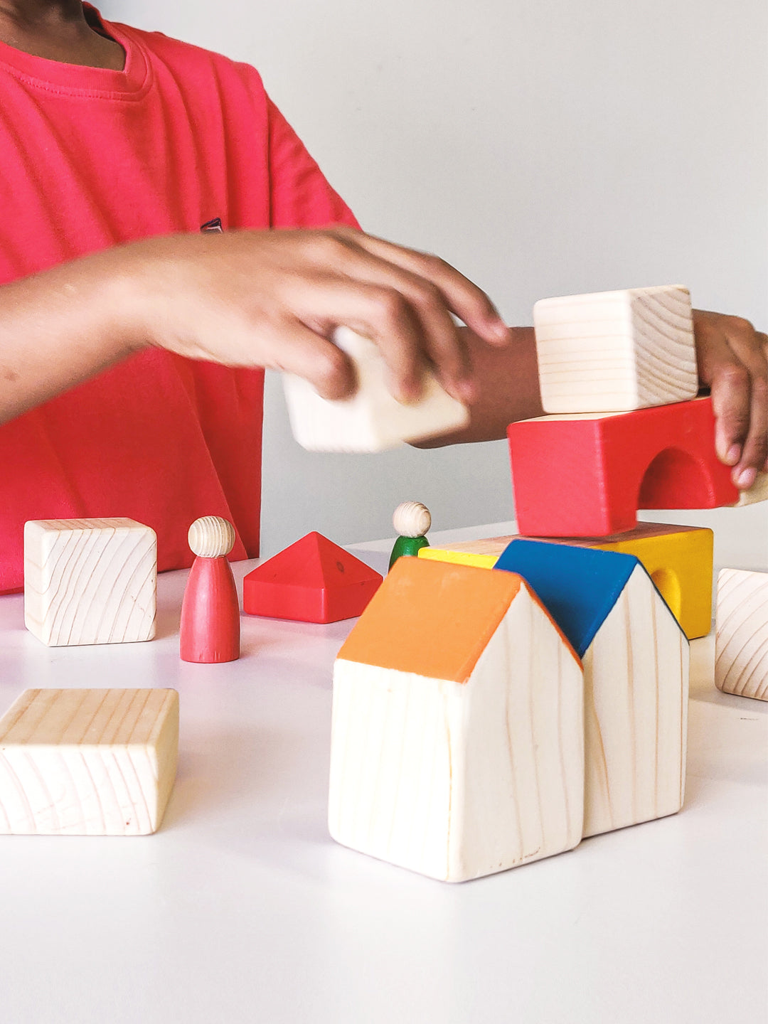TOWN BLOCKS I 23 pc wooden block set I best for open ended play & educational play I 2 years+