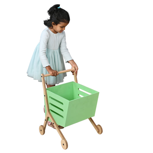 Wooden trolley - Mobile pushcart for pretend play I 2 years+