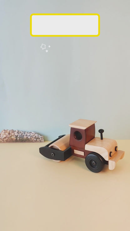 DRAKE - Road roller  ( Grey ) I wooden construction toy for open ended & free play I good for gifting I