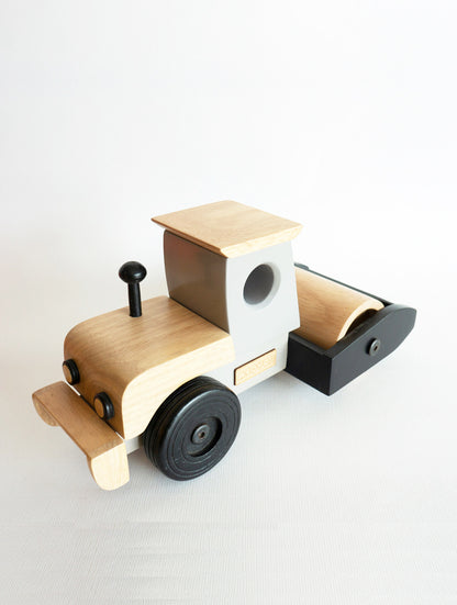 DRAKE - Road roller  ( Grey ) I wooden construction toy for open ended & free play I good for gifting I