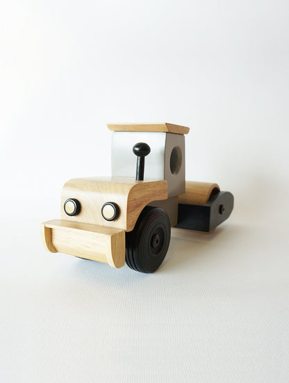 DRAKE - Road roller  ( Grey ) I wooden construction toy for open ended & free play I good for gifting I