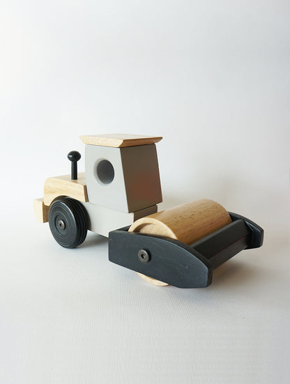 DRAKE - Road roller  ( Grey ) I wooden construction toy for open ended & free play I good for gifting I