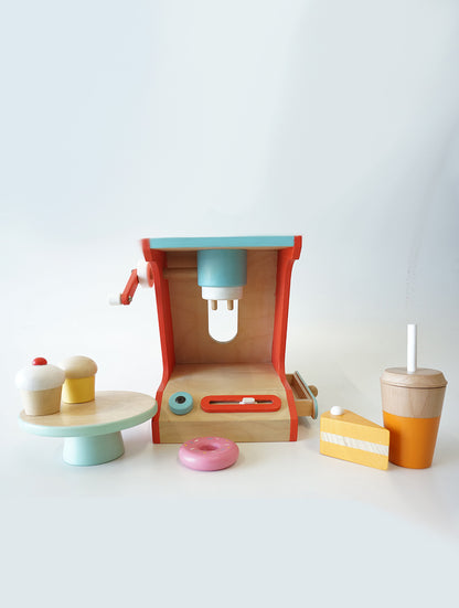 CHINO COFFEE MAKER (5 pc pretend play set for open ended play) + CUP CAKE ( 5 pc set for pretend play) 2 years+