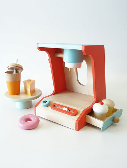 CHINO COFFEE MAKER (5 pc pretend play set for open ended play) + CUP CAKE ( 5 pc set for pretend play) 2 years+