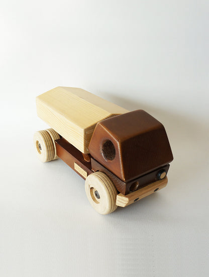 BRUCE - tanker truck ( Teak Natural ) I wooden construction toy for open ended & free play I good for gifting I 2 years+