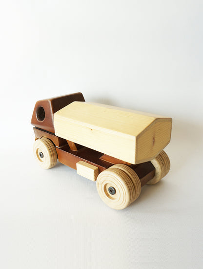 BRUCE - tanker truck ( Teak Natural ) I wooden construction toy for open ended & free play I good for gifting I 2 years+