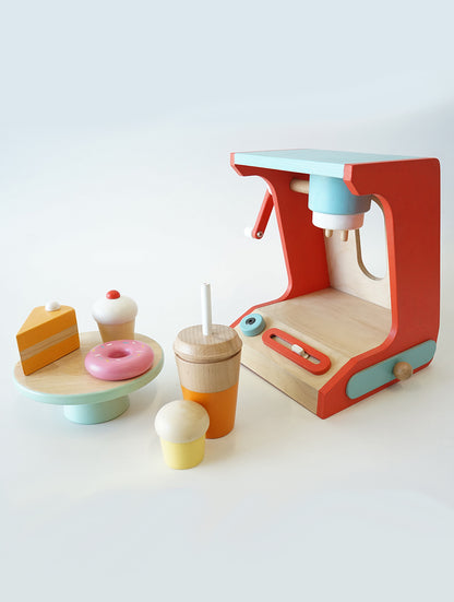 CHINO COFFEE MAKER (5 pc pretend play set for open ended play) + CUP CAKE ( 5 pc set for pretend play) 2 years+