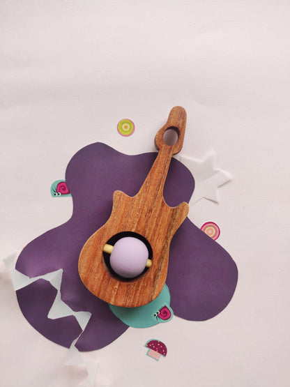 GUITAR WOODEN RATTLE I Neem wood rattle I 100% child safe I best for sensory stimulation & fine motor skills I 6 months+