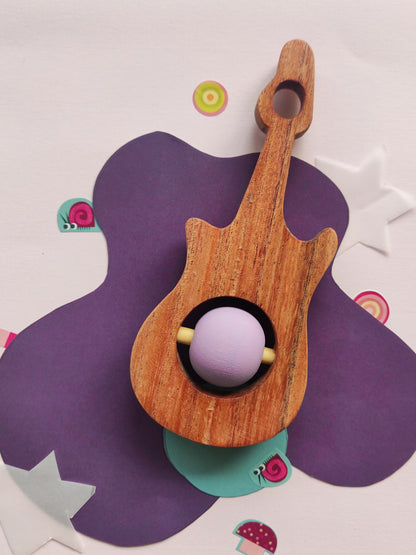 GUITAR WOODEN RATTLE I Neem wood rattle I 100% child safe I best for sensory stimulation & fine motor skills I 6 months+