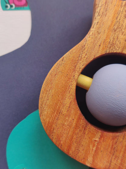 GUITAR WOODEN RATTLE I Neem wood rattle I 100% child safe I best for sensory stimulation & fine motor skills I 6 months+